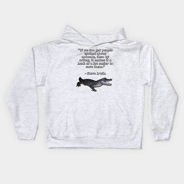 American Alligator Gaping Kids Hoodie by Paul Prints